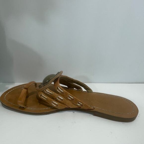 Jessica Simpson Leather Sandals Brown Medallion Aztec Western Boho Size 8 - Picture 14 of 15
